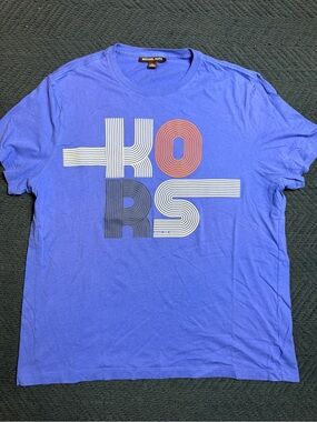 Michael Kors Men's KORS Split Line Graphic T-Shirt - Blue Size XL
